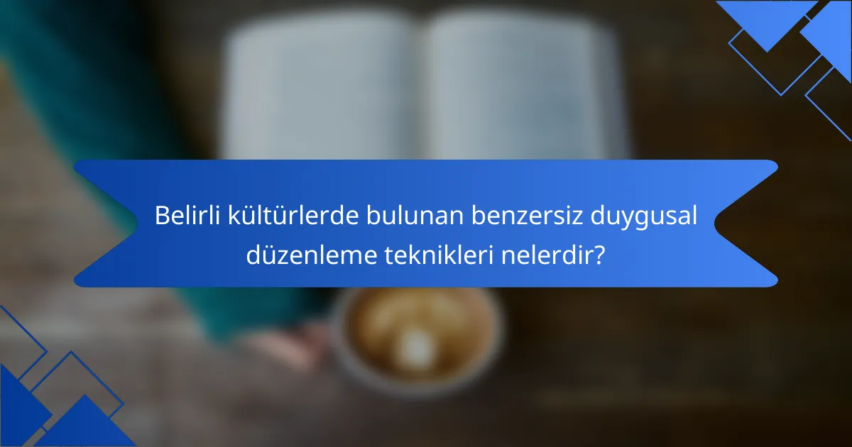 Belirli kültürlerde bulunan benzersiz duygusal düzenleme teknikleri nelerdir?