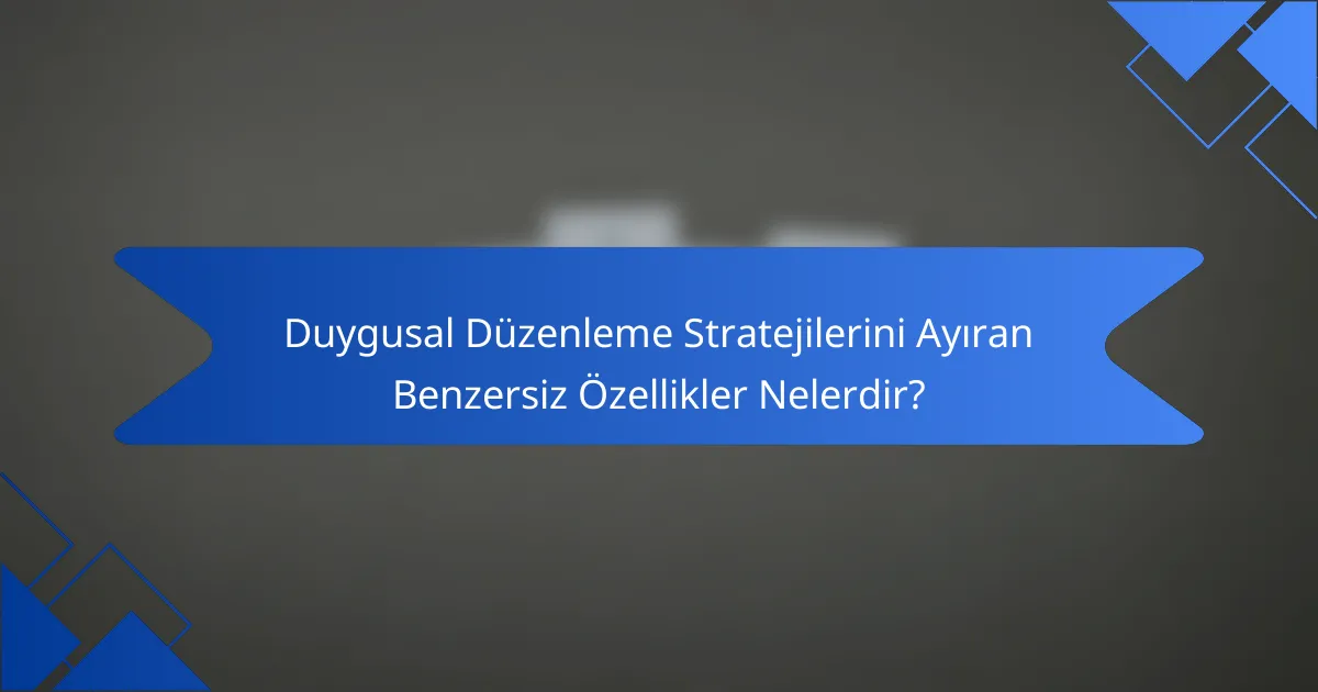 Duygusal Düzenleme Stratejilerini Ayıran Benzersiz Özellikler Nelerdir?