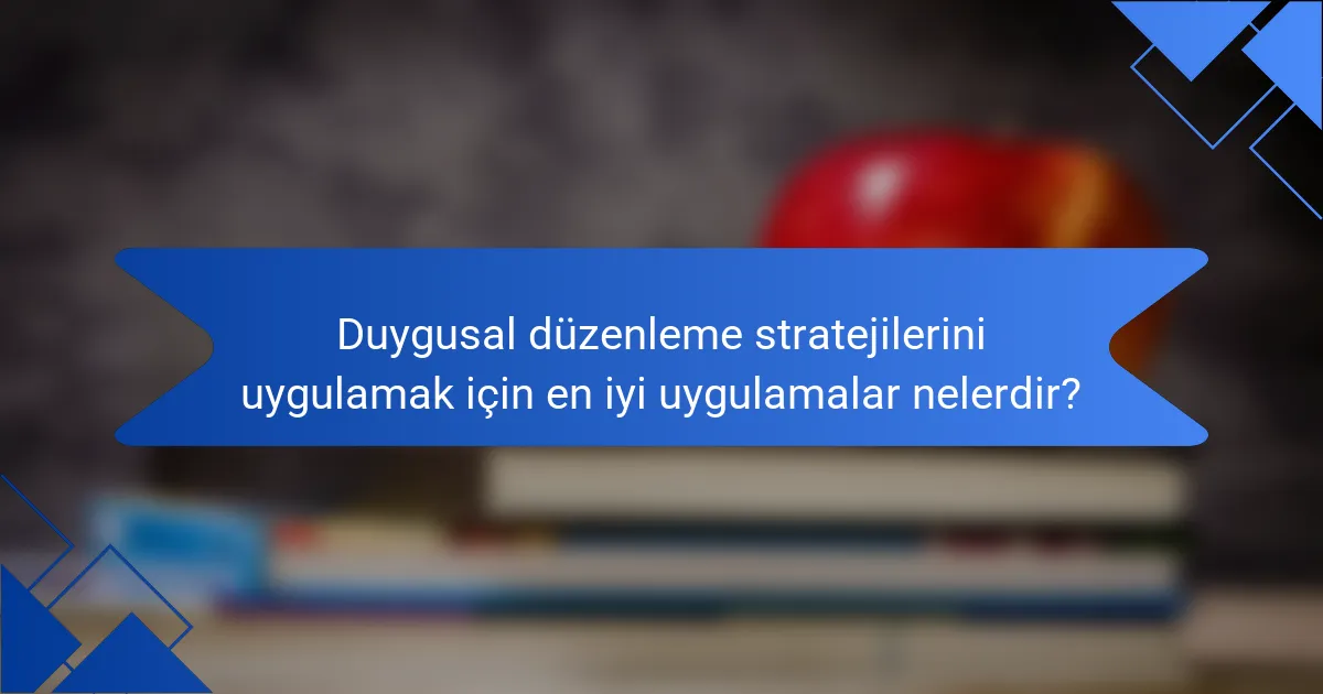 Duygusal düzenleme stratejilerini uygulamak için en iyi uygulamalar nelerdir?