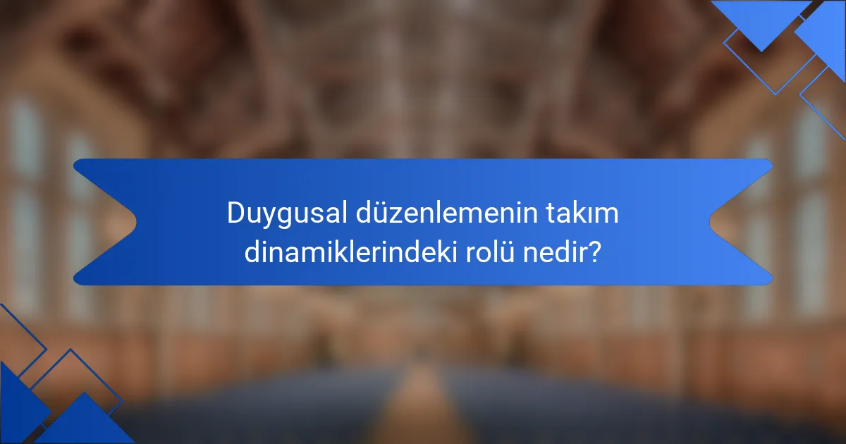 Duygusal düzenlemenin takım dinamiklerindeki rolü nedir?