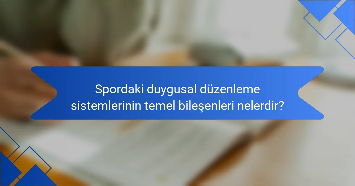 Spordaki duygusal düzenleme sistemlerinin temel bileşenleri nelerdir?