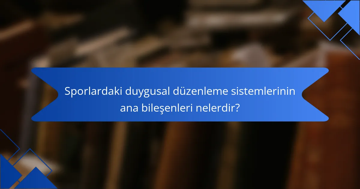 Sporlardaki duygusal düzenleme sistemlerinin ana bileşenleri nelerdir?