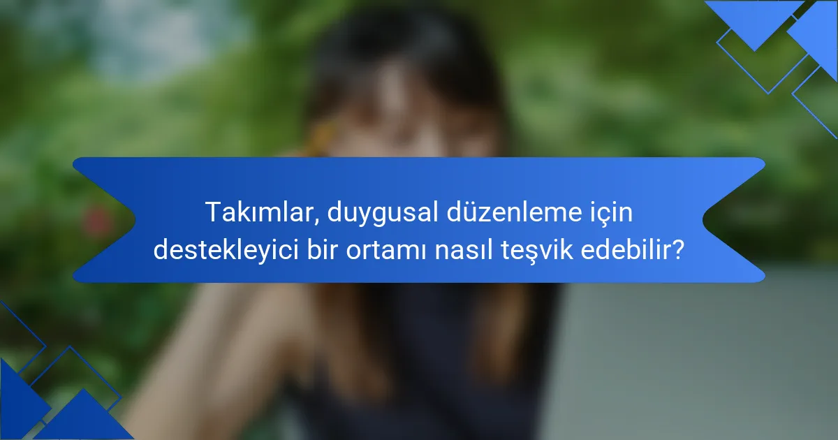 Takımlar, duygusal düzenleme için destekleyici bir ortamı nasıl teşvik edebilir?