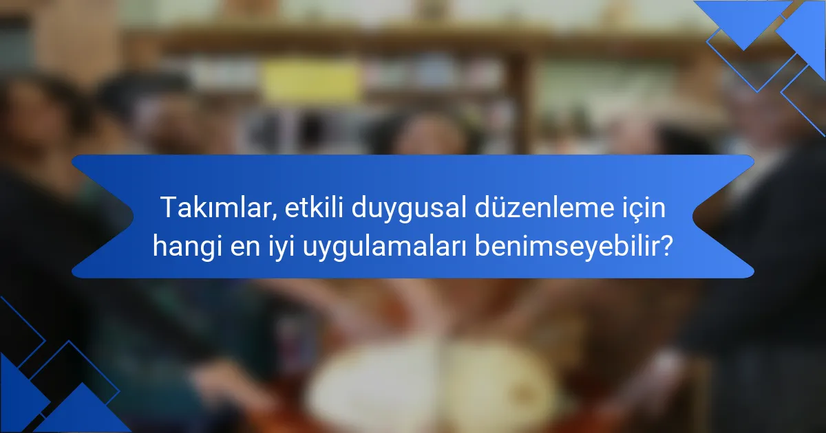 Takımlar, etkili duygusal düzenleme için hangi en iyi uygulamaları benimseyebilir?